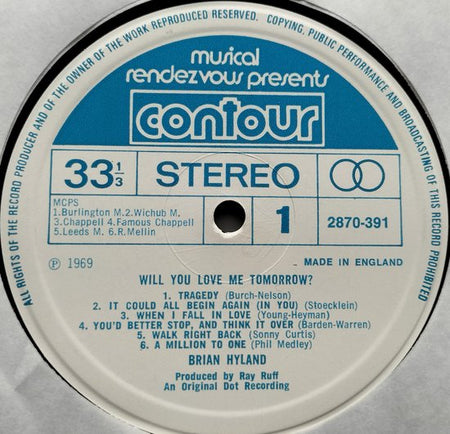Brian Hyland ‎– Will You Love Me Tomorrow (1969) LP = als nieuw