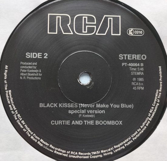 Curtie And The Boombox – Black Kisses (Never Make You Blue) (Extended Version)  Vinyl, 12", 45 RPM LP