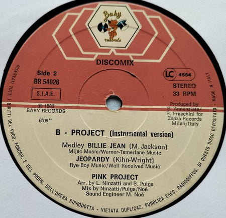 Pink Project ‎– B.Project (1983) LP Vinyl, 12", 33 ⅓ RPM, Stereo
