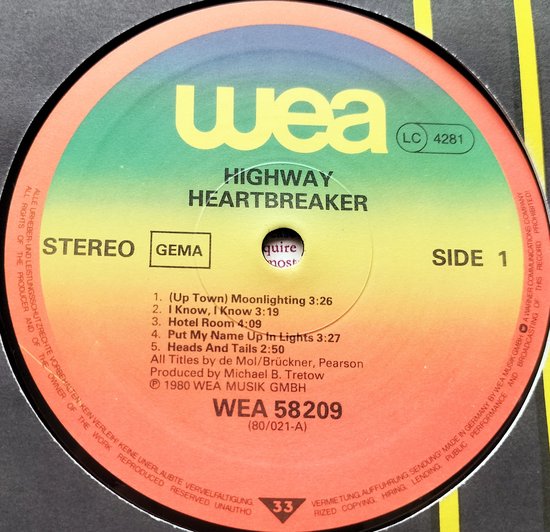 Highway – Heartbreaker (1980) LP= als nieuw
