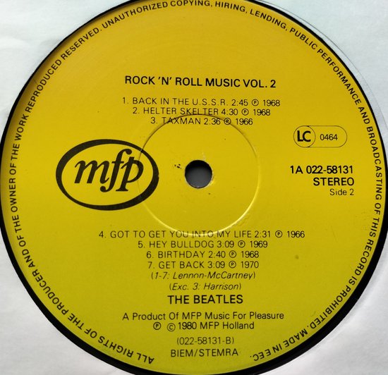 The Beatles – Rock 'n' Roll Music, Volume 2 (1980) LP = als nieuw