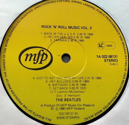 The Beatles – Rock 'n' Roll Music, Volume 2 (1980) LP = als nieuw