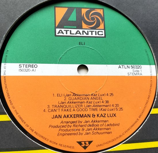 Jan Akkerman & Kaz Lux - Eli (1976) LP = als nieuw