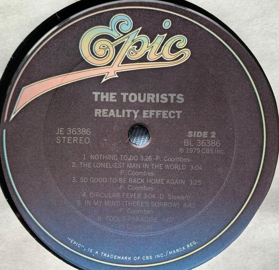 The Tourists ‎– Reality Effect LP 1984 Heeft gebruikerssporen speelt prima af, Hoes zie foto's