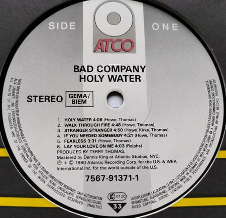 Bad Company - Holy Water (1990) LP