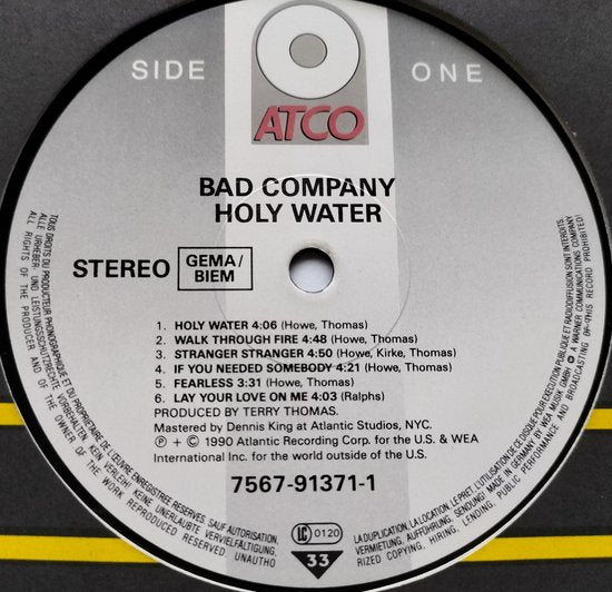 Bad Company - Holy Water (1990) LP