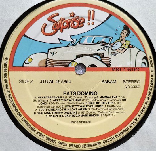 Fats Domino – Fats Domino (LIVE) (1979) LP=als nieuw