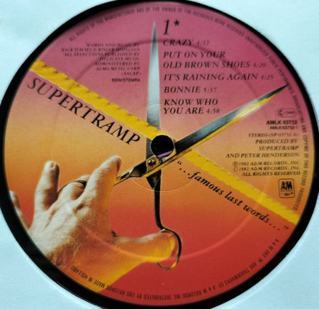 Supertramp - "...Famous Last Words..." (1982) LP = als nieuw