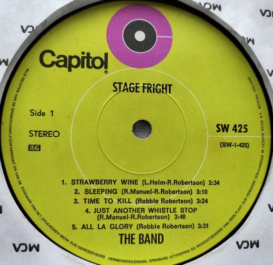 The Band – Stage Fright LP = als nieuw
