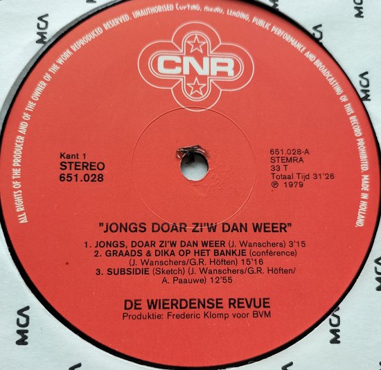 De Wierdense Revue - Jongs Doar Zi'w Dan Weer (1979) LP