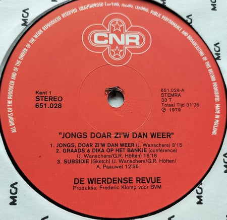 De Wierdense Revue - Jongs Doar Zi'w Dan Weer (1979) LP