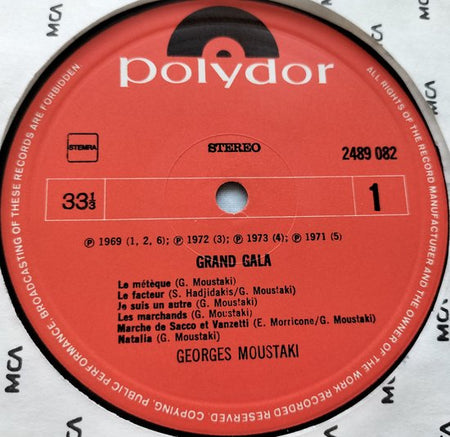 George Moustaki's Grand Gala (1974) LP = in Nieuwstaat