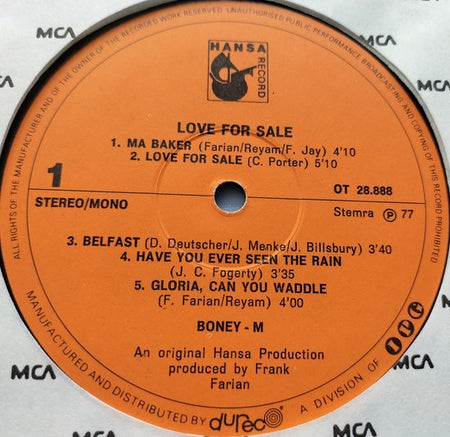 Boney M. - Love for Sale (1977) LP