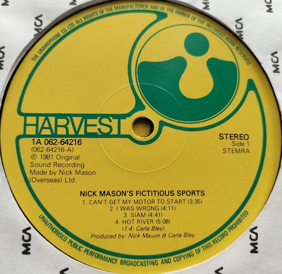 Nick Mason - Nick Mason's Fictitious Sports (1981) LP