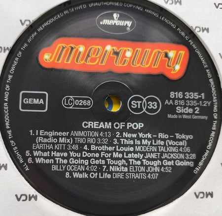 Various – Cream Of Pop ( 1986) LP= als nieuw Internationale single hits