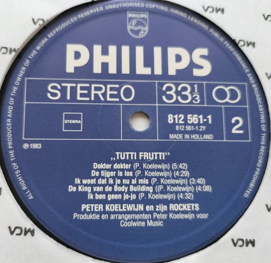 Peter Koelewijn en Zijn Rockets - Tutti Frutti (1983) LP