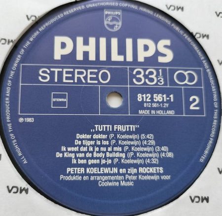 Peter Koelewijn en Zijn Rockets - Tutti Frutti (1983) LP