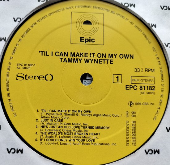 Tammy Wynette – 'Til I Can Make It On My Own LP = in Nieuwstaat