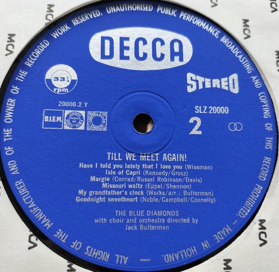 The Blue Diamonds - Till We Meet Again (1961) LP = als nieuw