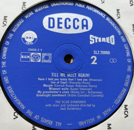 The Blue Diamonds - Till We Meet Again (1961) LP = als nieuw