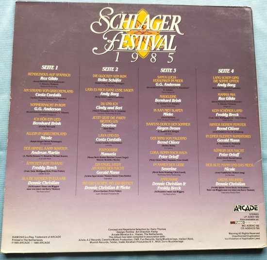 Harry Thomas Presenteert Schlagerfestival 1985 2XLP
