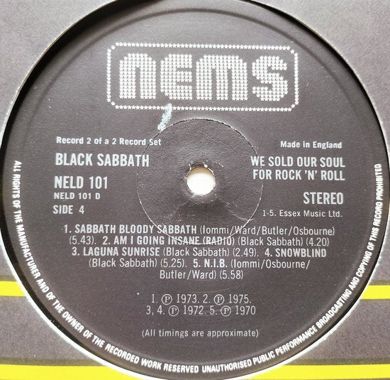 Black Sabbath - We Sold Our Soul for Rock 'N' Roll (1975) 2XLP