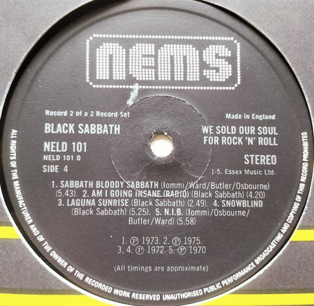 Black Sabbath - We Sold Our Soul for Rock 'N' Roll (1975) 2XLP