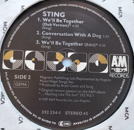 Sting – We'll Be Together (1987) LP = als nieuw SOFT COVER 12", 45 RPM