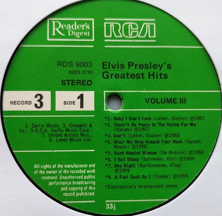Elvis Presley's Greatest Hits Vol. 3 (1978) LP=als nieuw
