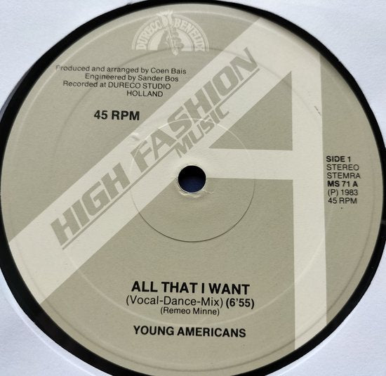 Young Americans – All That I Want (1983) LP 12", 45 RPM