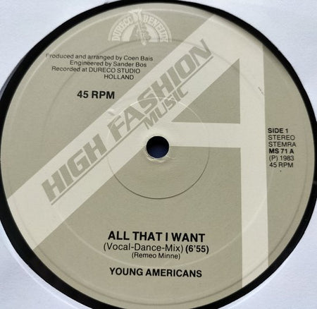 Young Americans – All That I Want (1983) LP 12", 45 RPM