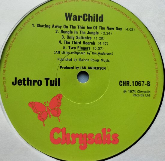 Jethro Tull - War Child (1974) LP= als nieuw