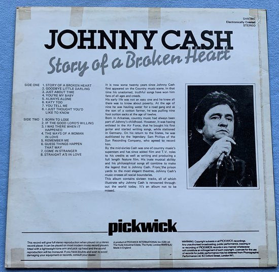 Johnny Cash ‎– Story Of A Broken Heart 1971 LP is in Nieuwstaat
