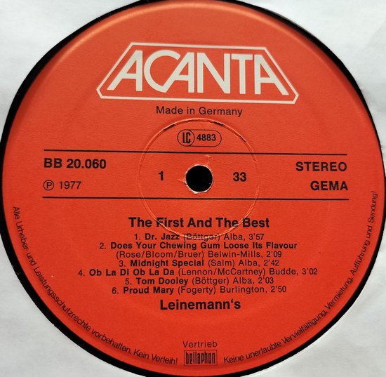 Leinemann's ‎– The First And The Best (1977) LP