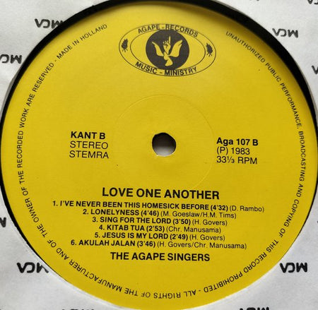 The Agape Singers – Love One Another (1983) LP= als nieuw