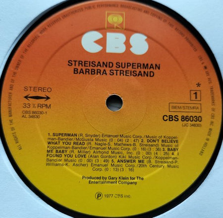 Barbra Streisand - Superman (1977) LP = als nieuw