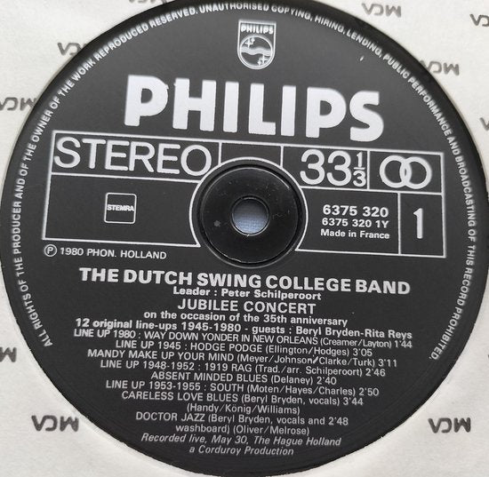 The Dutch Swing College Band – Jubilee Concert (1980) 2XLP (LIVE)