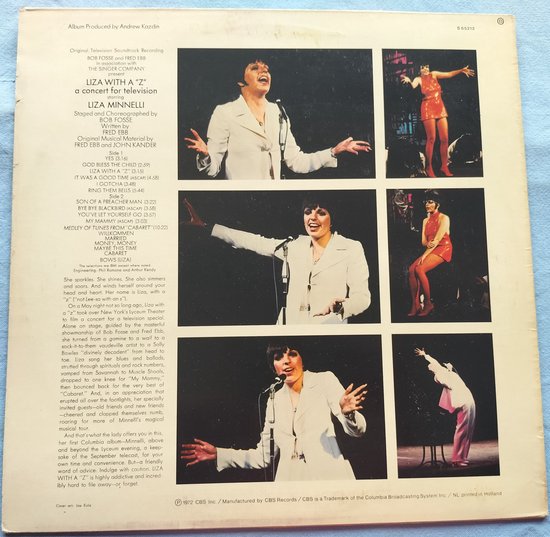 Liza Minnelli – Liza With A ‘Z’. A Concert For Television (1972) LP