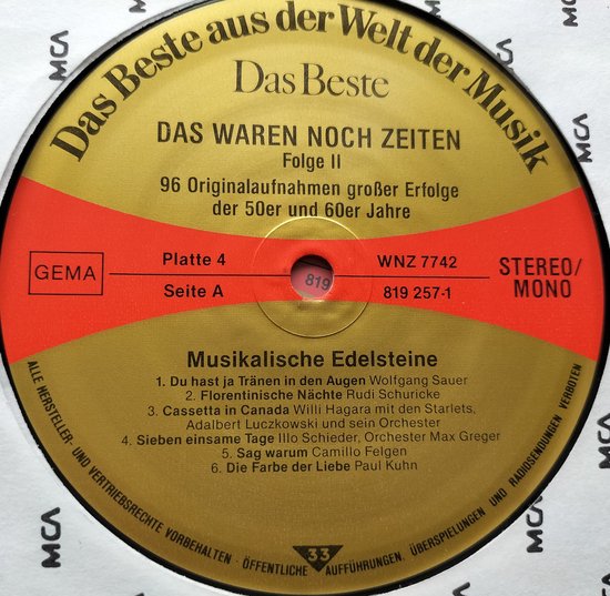 Das Waren Noch Zeiten 96 Originalaufnahmen Großer Erfolge Der 50er Und 60er Jahre) 8XLP= als nieuw