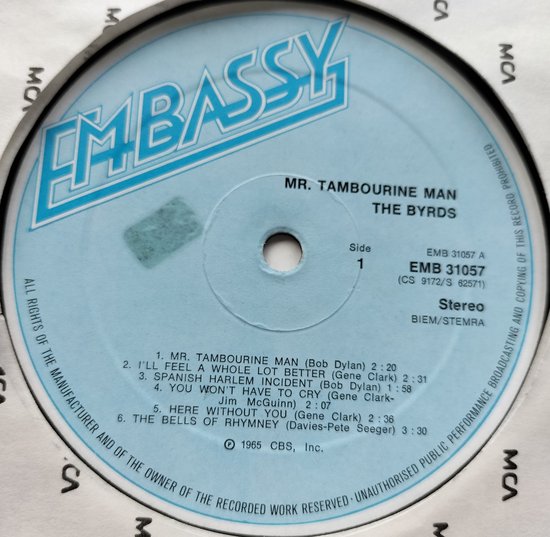 The Byrds – Mr. Tambourine Man (1973) LP=als nieuw