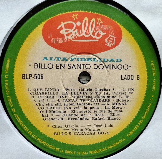 Billo's Caracas Boys ‎– En Santo Domingo (1964) LP = als nieuw
