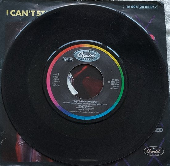 Tina Turner – I Can't Stand The Rain(1984) Vinyl, 7", Single, 45 RPM