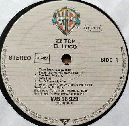 ZZ Top - El Loco (1981) LP