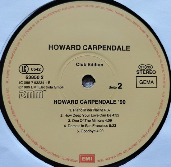 Howard Carpendale – Carpendale '90 (1989) LP