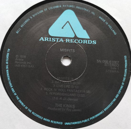 The Kinks - Misfits (1978) LP = in Nieuwstaat