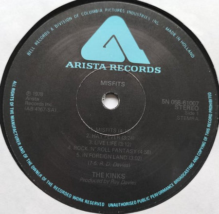 The Kinks - Misfits (1978) LP = in Nieuwstaat