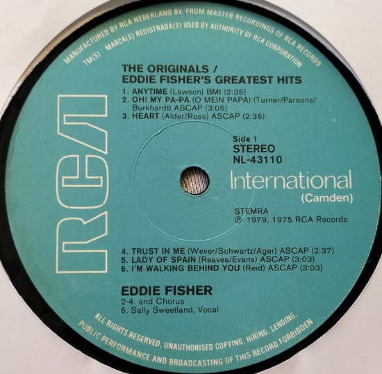 Eddie Fisher – Greatest Hits (1980) LP = als nieuw