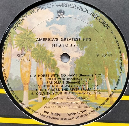 America ‎– History - America's Greatest Hits (1975) LP