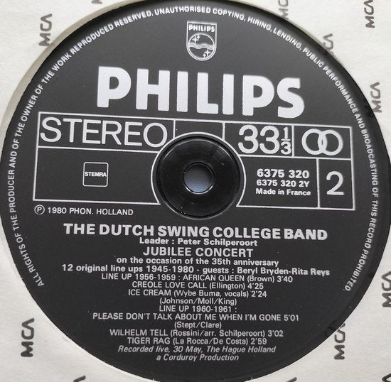 The Dutch Swing College Band – Jubilee Concert (1980) 2XLP (LIVE)