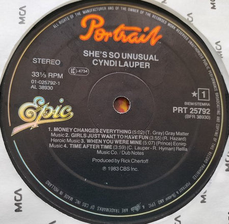 Cyndi Lauper - She's So Unusual (1983) LP